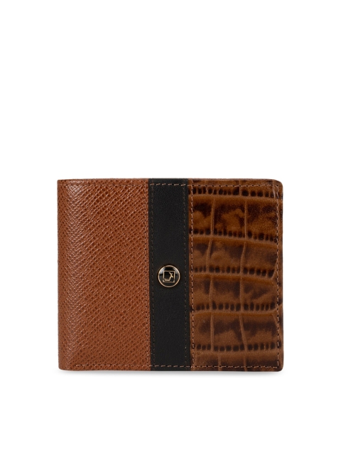 

Da Milano Men Brown & Black Textured Leather Two Fold Wallet