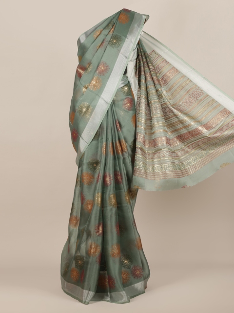 

Pothys Green Printed Tissue Saree
