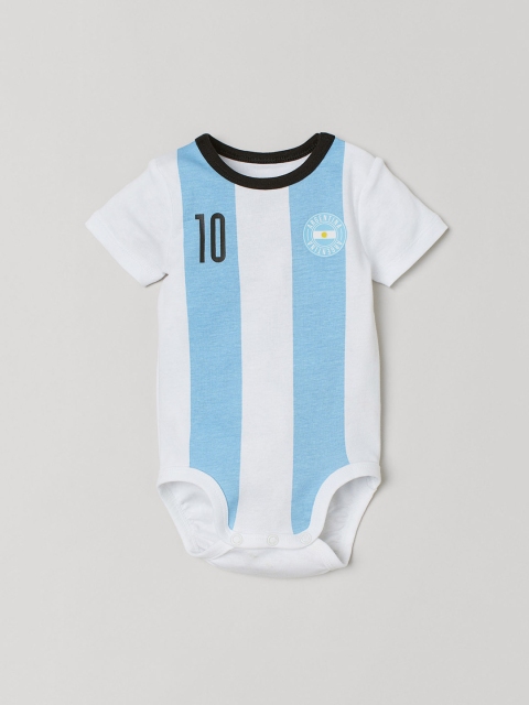 

H&M Boys blue & White Striped Football bodysuit