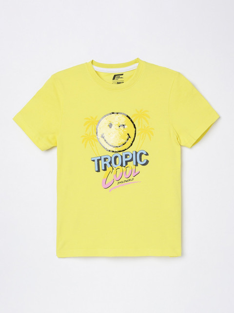 

Fame Forever by Lifestyle Boys Yellow Printed Round Neck T-shirt