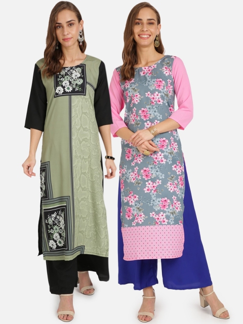 

Florence Women Pack Of 2 Printed Kurta with Palazzos, Green