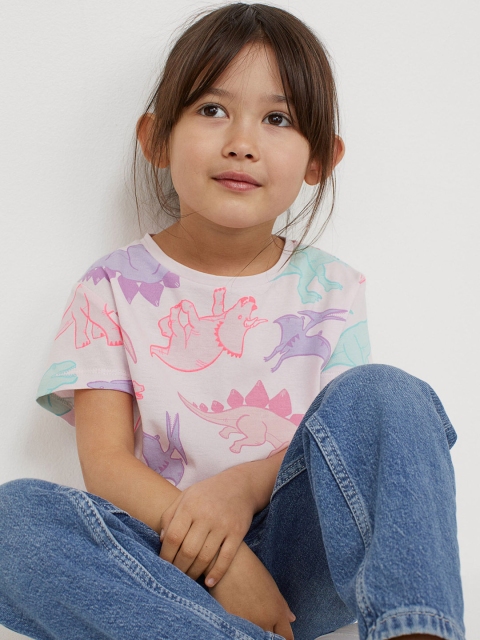 

H&M Girls Pink & Lavender Printed T-shirt