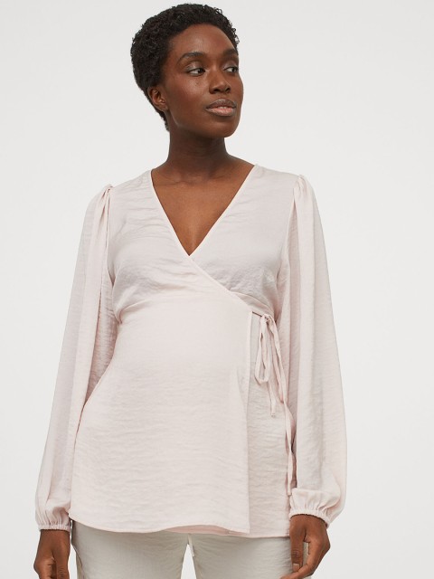 

H&M Women MAMA Pastel Pink Wrapover Blouse