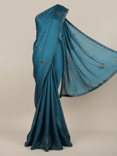 

Pothys Blue Woven Design Poly Chiffon Saree