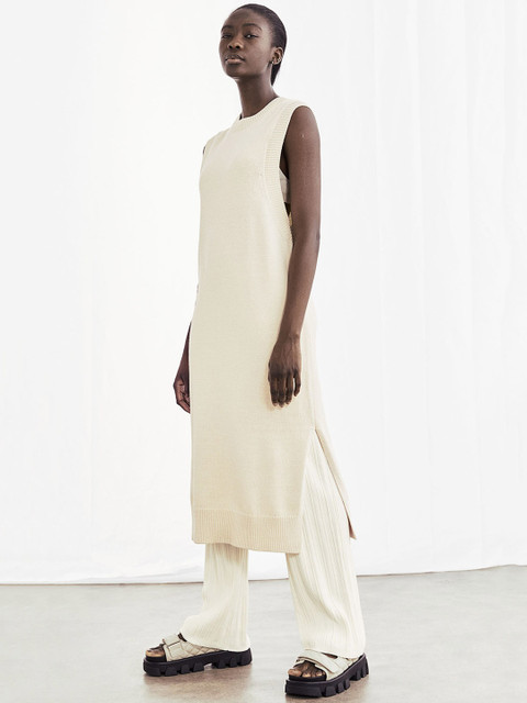 

H&M Women White Solid Flared Trousers