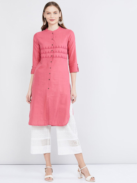 

max Women Pink Thread Work Kurta