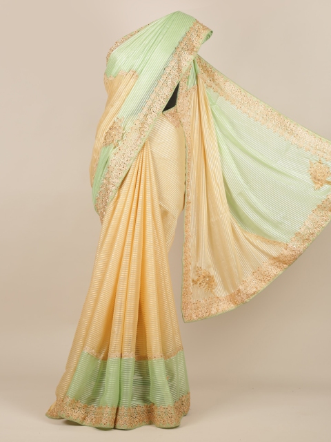 

Pothys Cream-Coloured Solid Poly Georgette Saree