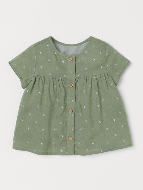 

H&M Girls Green Printed Top