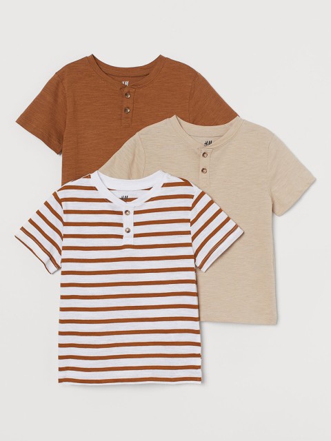 

H&M Multi Colored 3-pack Henley Sustainable Tops