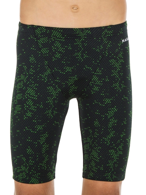 

Nabaiji By Decathlon Boys Black & Green Printed Swim Jammer Shorts