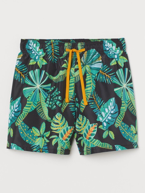 

H&M Boys Black & Green Patterned Swim Shorts