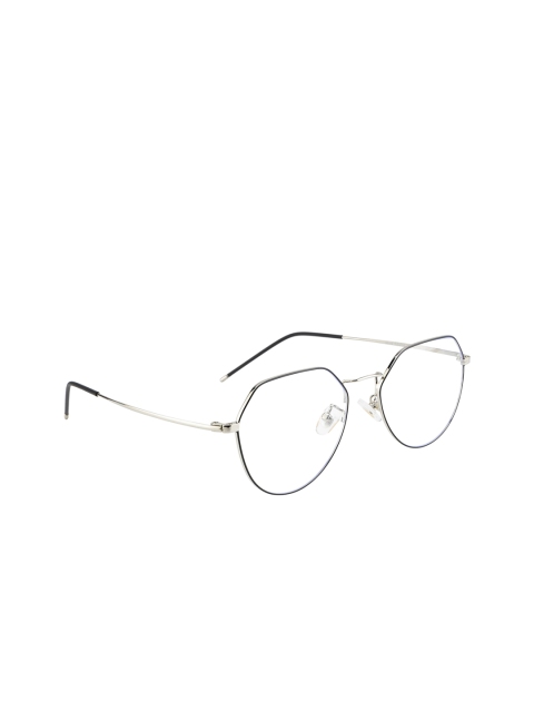 

Clark N Palmer Unisex Black & Silver-Toned Solid Full Rim Aviator Frames CNP-8619-C2