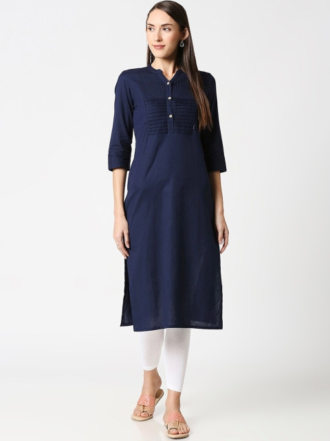 

AV2 Women Navy Blue Solid Maternity Kurta