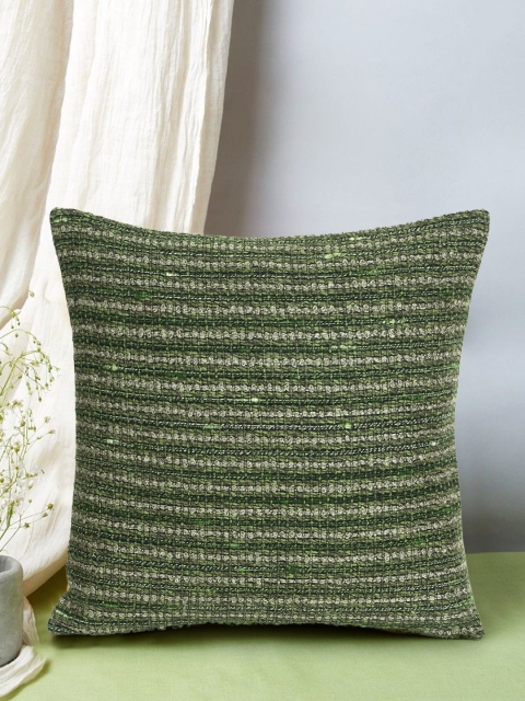 

Mezposh Green Set of Single Self Design Square Cushion Covers