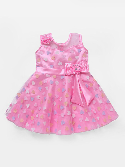 

The Magic Wand Girls Pink Printed Fit and Flare Dress