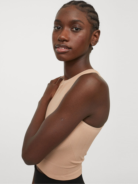

H&M Women Beige Seamless Sports Top