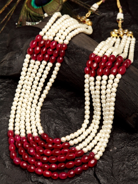 

DUGRISTYLE Gold-Toned & White Sterling Silver Gold-Plated Handcrafted Necklace