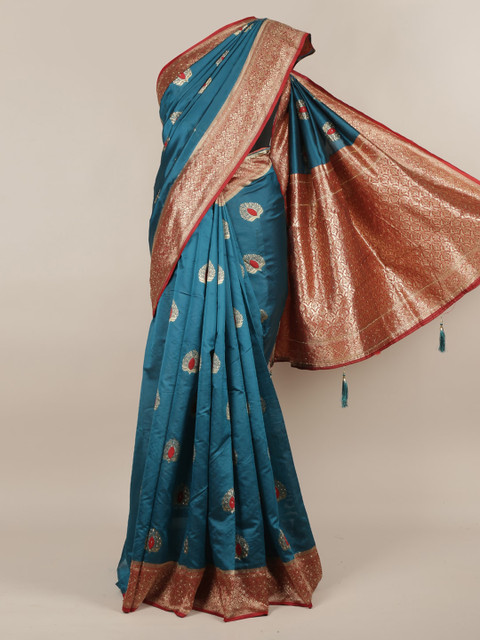 

Pothys Blue Woven Design Jute Silk Saree