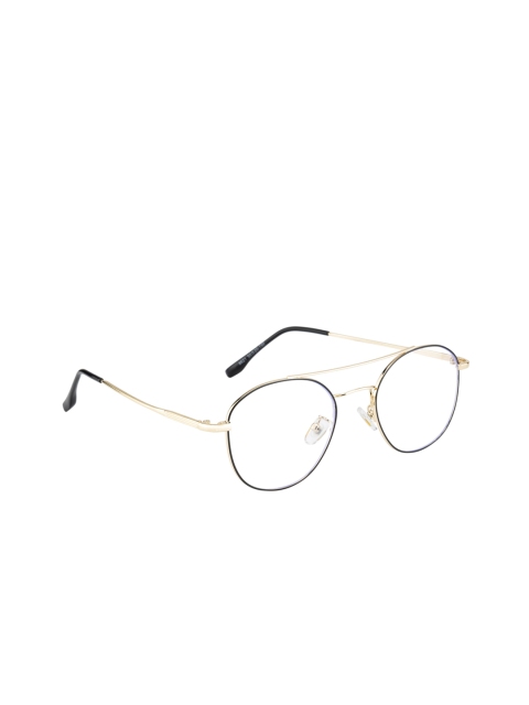 

Clark N Palmer Unisex Black & Gold-Toned Solid Full Rim Aviator Frames CNP-8621-C3