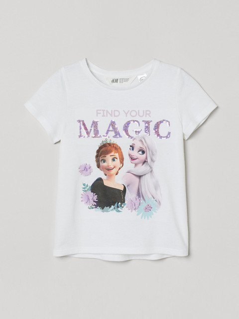 

H&M Girls White Print Motif-Front Top