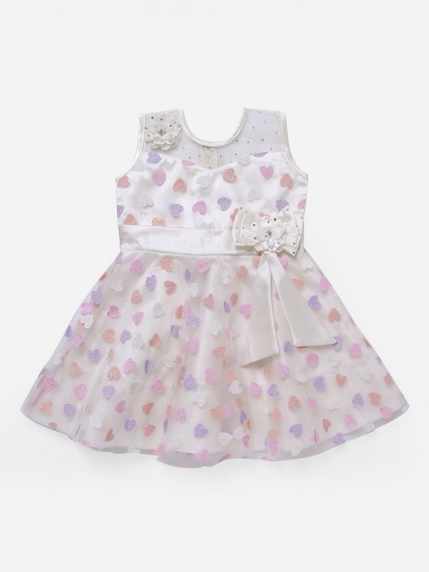 

The Magic Wand Girls Off-White Printed Fit and Flare Dress