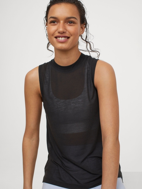 

H&M Women Black Solid Sports Vest Sustainable Top