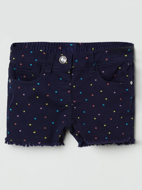 

max Girls Blue Printed Regular Fit Denim Shorts