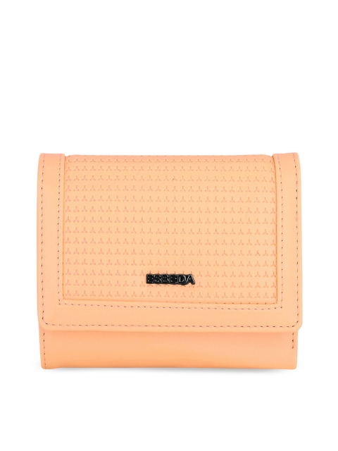 

ESBEDA Women Peach-Coloured Textured Three Fold Wallet