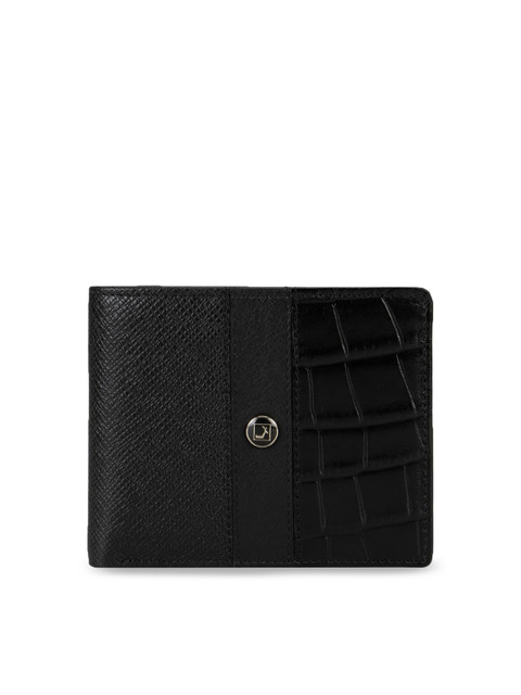 

Da Milano Men Black Textured Two Fold Leather Wallet