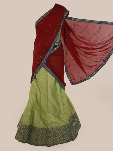 

Pothys Magenta & Green Poly Chiffon Embellished Saree
