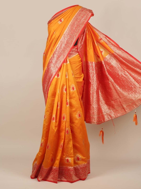 

Pothys Mustard Woven Design Jute Silk Saree