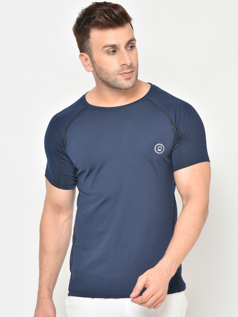

Chkokko Men Navy Blue Solid Round Neck Sports T-shirt