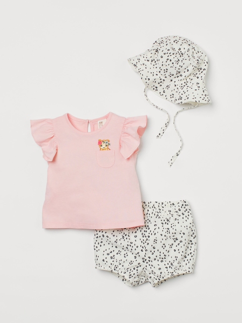 

H&M Girls Pink & White 3-Piece Cotton Set