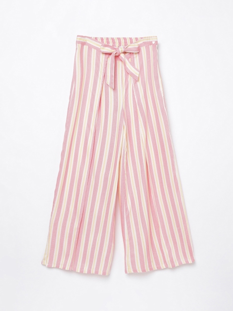 

Bossini Girls Coral Pink Regular Fit Striped Culottes