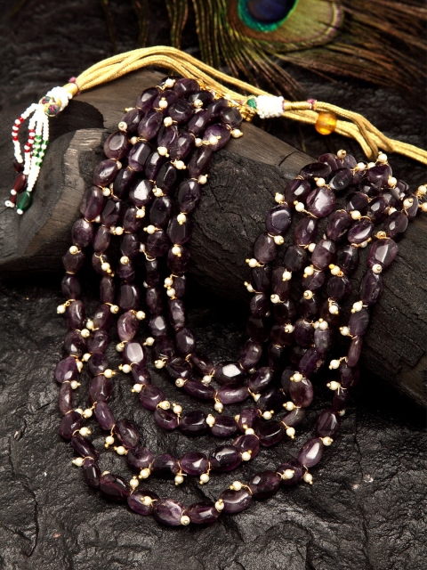 

DUGRISTYLE Gold-Toned & Purple Sterling Silver Gold-Plated Handcrafted Necklace