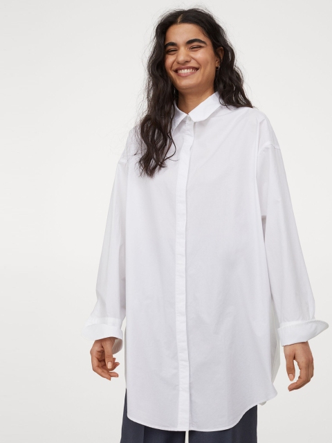 

H&M Women White Long Cotton Shirt