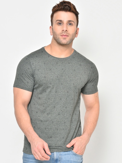 

Chkokko Men Grey Printed Round Neck T-shirt
