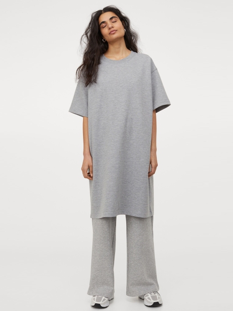 

H&M Women Grey Melange Solid Jersey T-shirt Dress