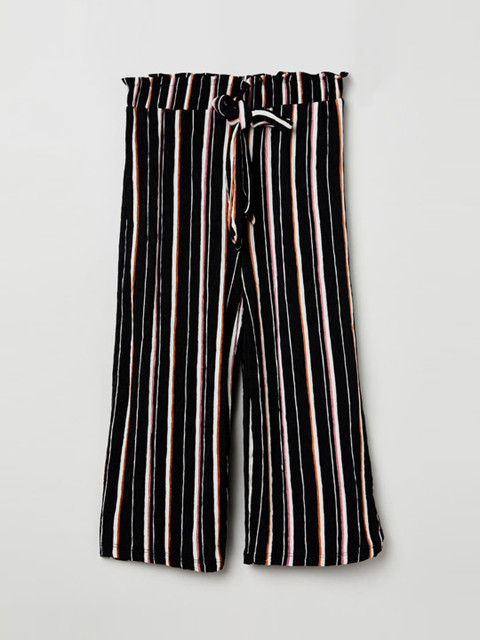 

max Girls Black Regular Fit Striped Parallel Trousers