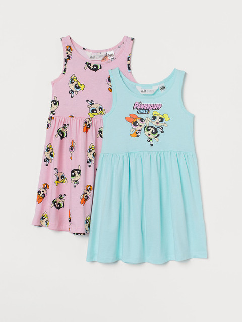 

H&M Girls Pink & Blue 2-Pack Printed Dresses