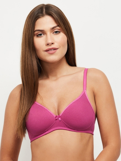 

max Fuchsia Solid Non-Wired Lightly Padded T-shirt Bra SP21PDNW01
