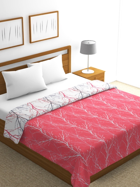 

BIANCA Pink & White Abstract AC Room 300 GSM Double Bed Dohar
