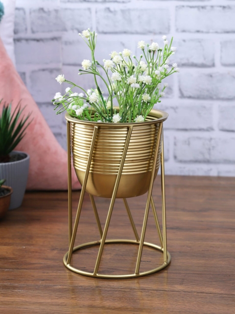 

HomeTown Gold-Toned Metal Planter with Stand