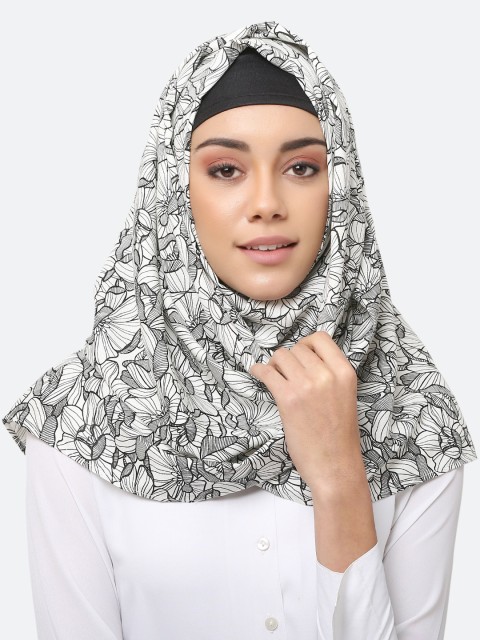 

MOMIN LIBAS Women White & Black Printed Hjab