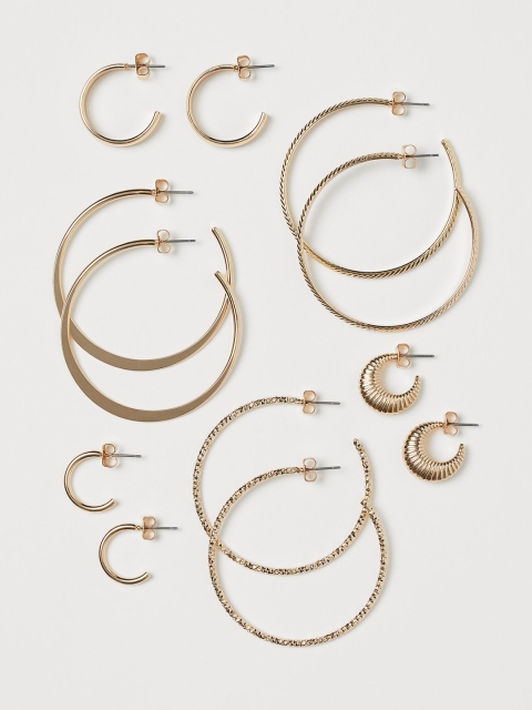 

H&M Women Gold-Toned 6 Pairs Hoop Earrings