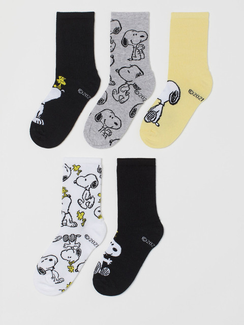 

H&M Girls Multicoloured 5-Pack Motif-Detail Socks, Multi