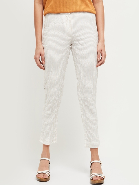 

max Women Off-White Regular Fit Striped Regular Trousers