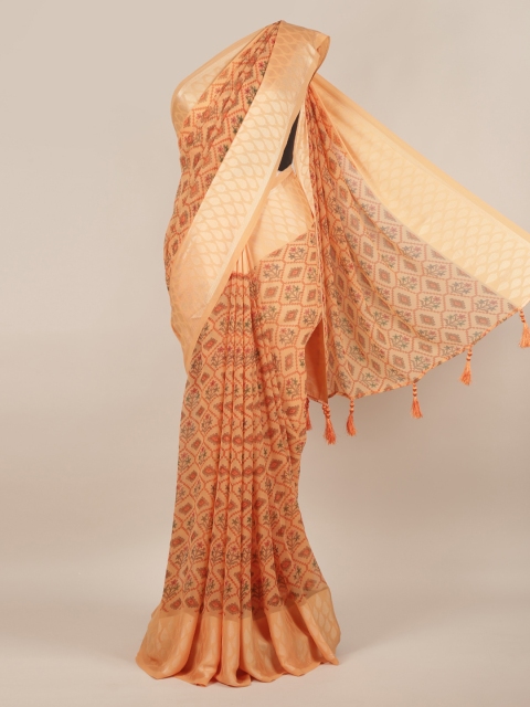 

Pothys Peach-Coloured Printed Poly Chiffon Saree