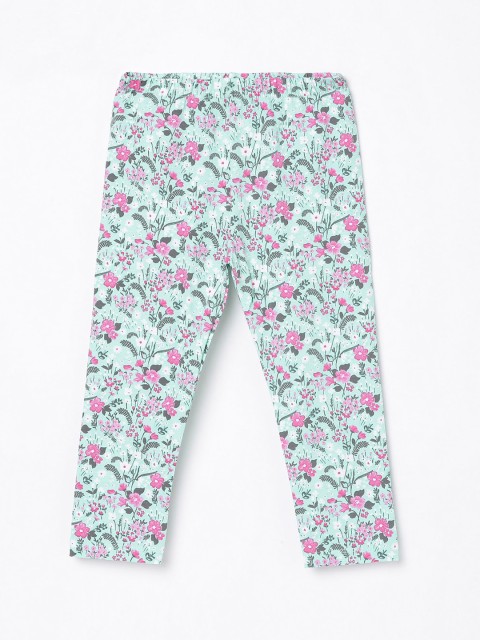 

Juniors by Lifestyle Infant Girls Green & Pink Printed Ankle-Length Leggings