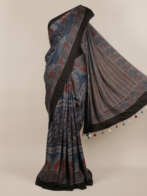 

Pothys Blue & Red Poly Crepe Printed Saree
